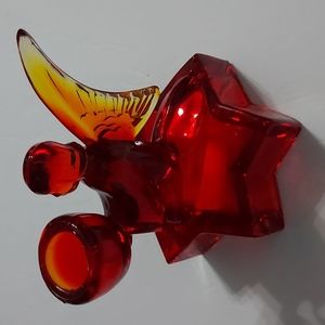 Glass Amberina Angel ontop of Star TaperCandleholder Multicolor 5 in.Hx3 7/8inW.